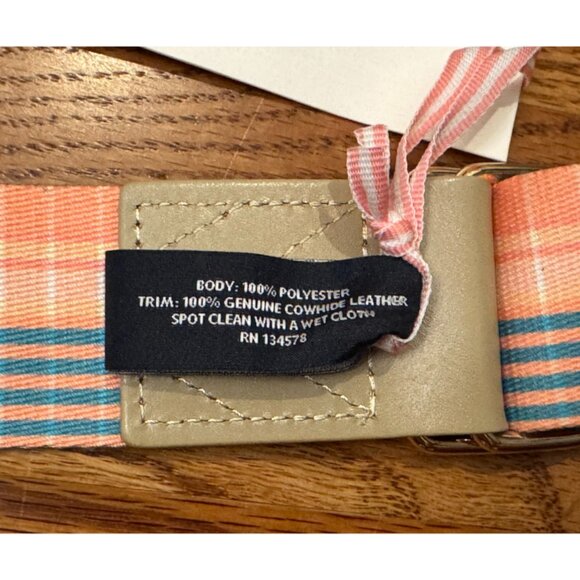 Vineyard Vines Punch Plaid Woven Belt Size M Plaid-Lemon Tart NEW - Picture 3 of 8